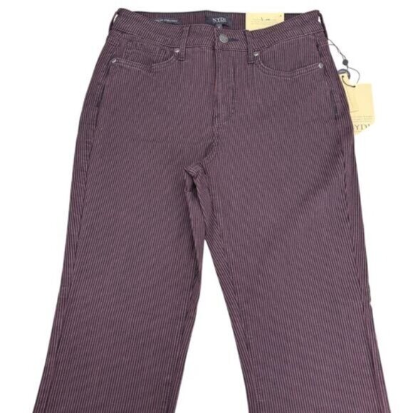 NYDJ Marilyn Bridge Cherry Stripe Straight Leg Jean Size 4 - Picture 3 of 6